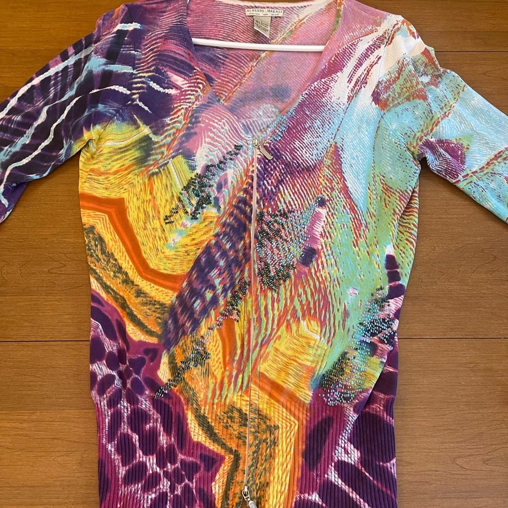 Alberto Makali Colorful Zipper Embellished Top - Picture 2 of 7